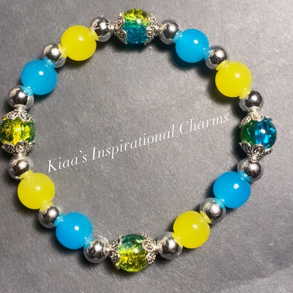 Handmade Women’s Blue And Yellow Style Bracelet - Picture 1 of 1